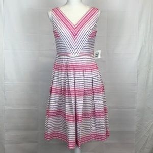NWTS ANN KLEIN Striped V-Neck Fully Lined Dress